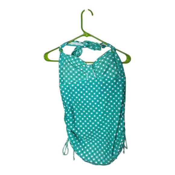 Croft & Barrow Women's Swimwear Tankini Top Turquoise Polka Dot 12 - Picture 1 of 6